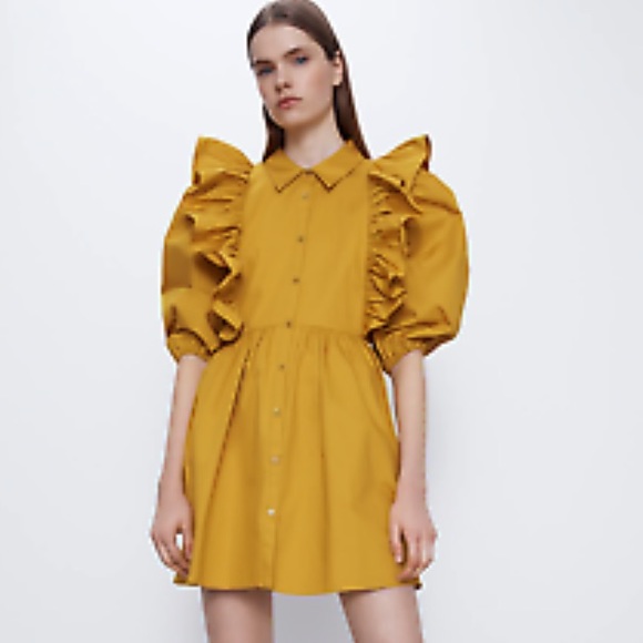 New ZARA RUFFLED VOLUMINOUS DRESS - Picture 8 of 17